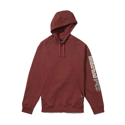 Timberland Letter Print Hoodie with Large Pocket in Brown-Red A1HVY-644