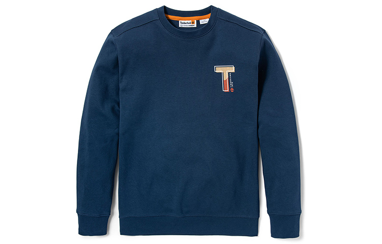 Timberland Letter Print Knit Crewneck Sweatshirt Deep Indigo Blue A62VN-288