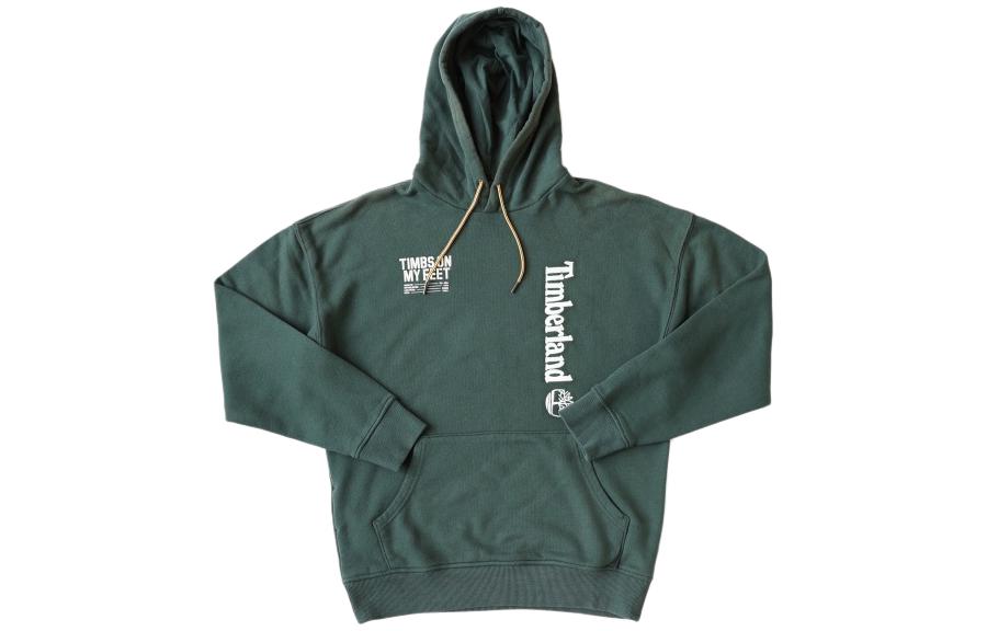 Timberland Letter Print Loose Hoodie Unisex Deep Spruce Green A28MPE20