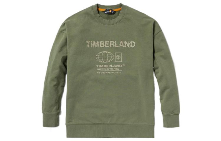 Timberland Letter Print Loose Sweatshirt Unisex Cassel Green A6QG5-590