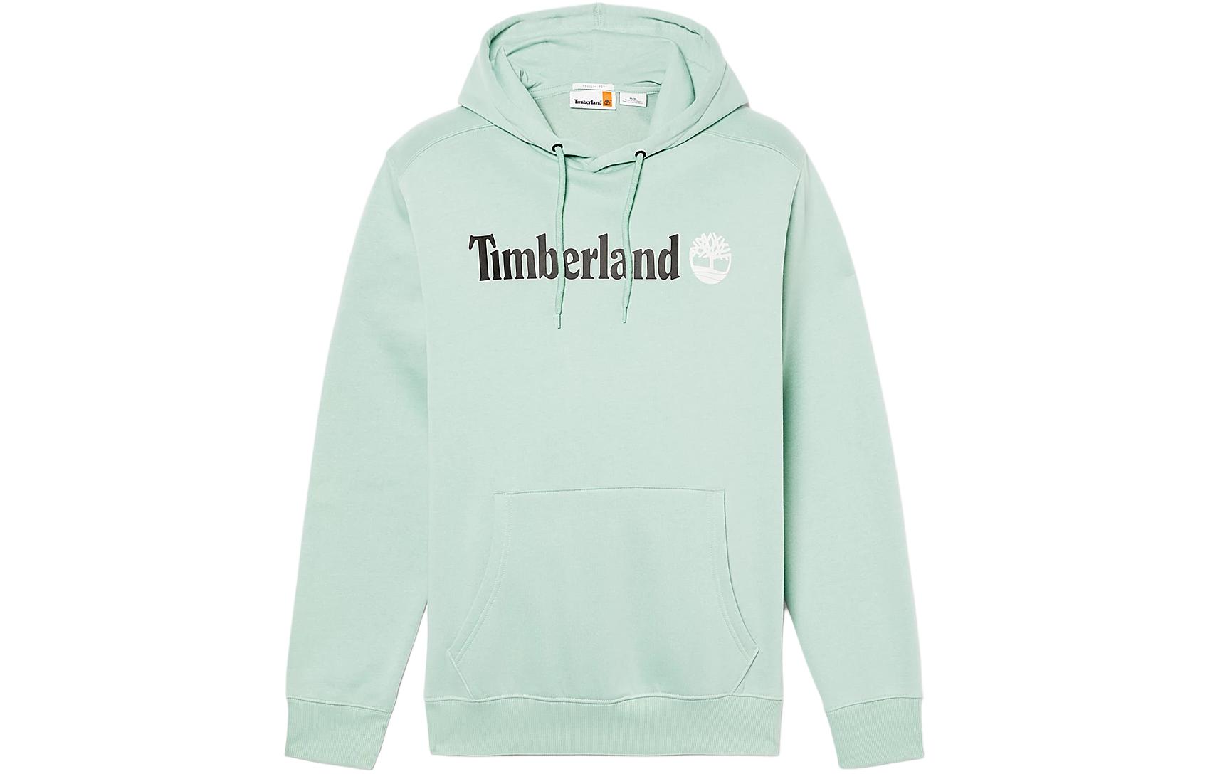 Timberland Light Green Hoodie with Letter Logo Print for Warmth A5UKK-EW0