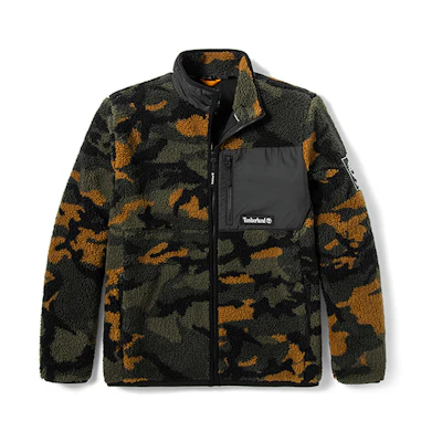 Timberland Logo Camo Fleece Collar Jacket Casual Colorblock Outerwear A2AW9-AQ0