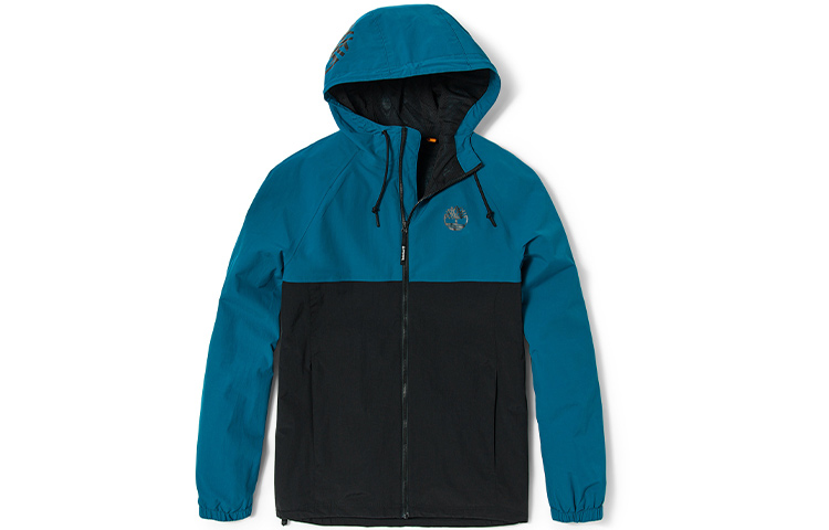 Timberland Logo Colorblock Waterproof Breathable Hooded Jacket Men Lyon Blue A2CEF-CE2