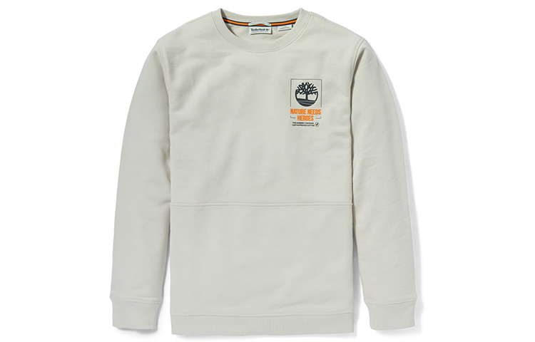 Timberland Logo Crewneck Sweatshirt White Sand Outdoor Casual Style A24NY-BH7