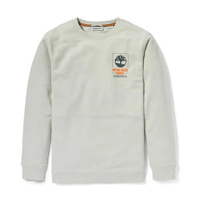 Timberland Logo Crewneck Sweatshirt White Sand Outdoor Casual Style A24NY-BH7