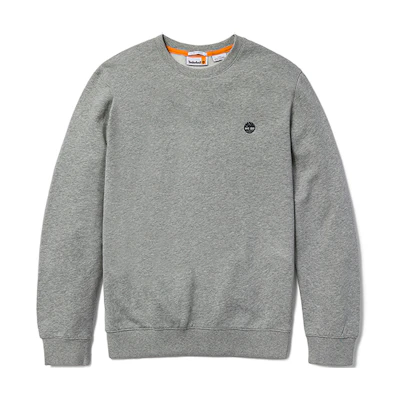Timberland Logo Embroidered Crewneck Pullover Sweatshirt Light Gray A5SF8-052