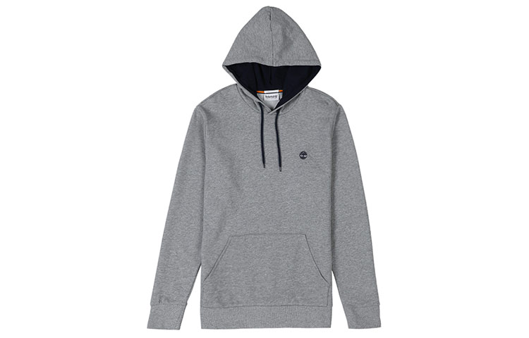 Timberland Logo Embroidered Solid Color Hoodie Grey A43F2-052