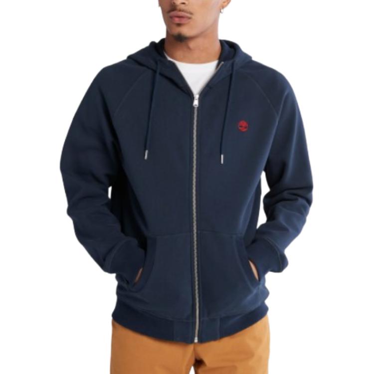 Timberland Logo Hooded Zip Jacket Blue TB0A2BNB-433