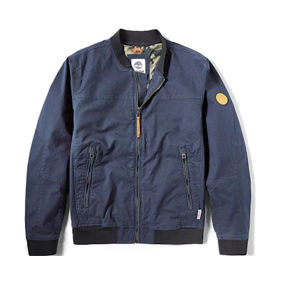 Timberland Logo Pocket Zip Fit Bomber Jacket Deep Sapphire Blue A29WC433