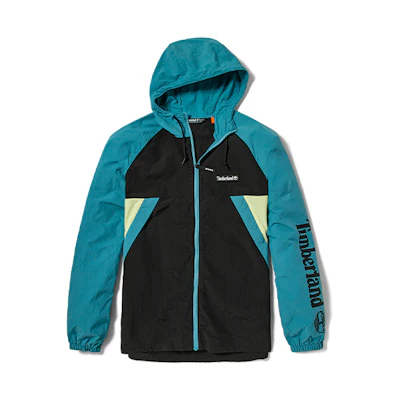 Timberland Logo Print Colorblock Hooded Jacket Black/Blue Casual Outerwear A2BV4-BM9