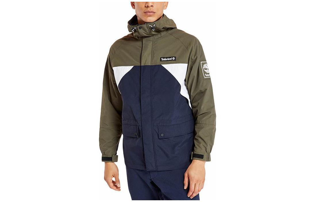 Timberland Logo Print Colorblock Hoodie Jacket Blue/Green A22V6AA5