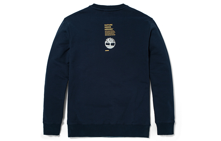 Lookbook Timberland Logo Print Crewneck Pullover Sweatshirt Deep Sapphire Blue A62V1-433