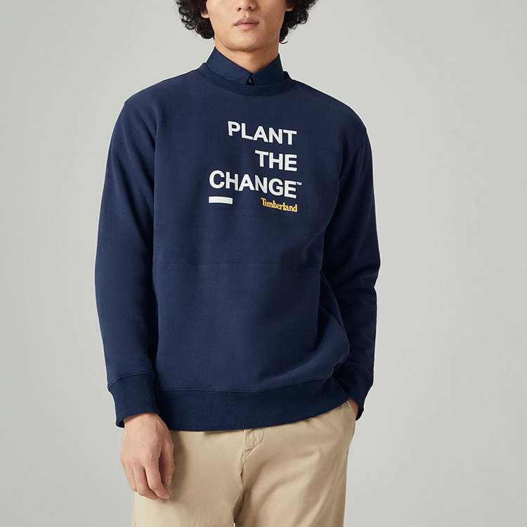 Purchase Timberland Logo Print Crewneck Pullover Sweatshirt Deep Sapphire Blue A62V1-433