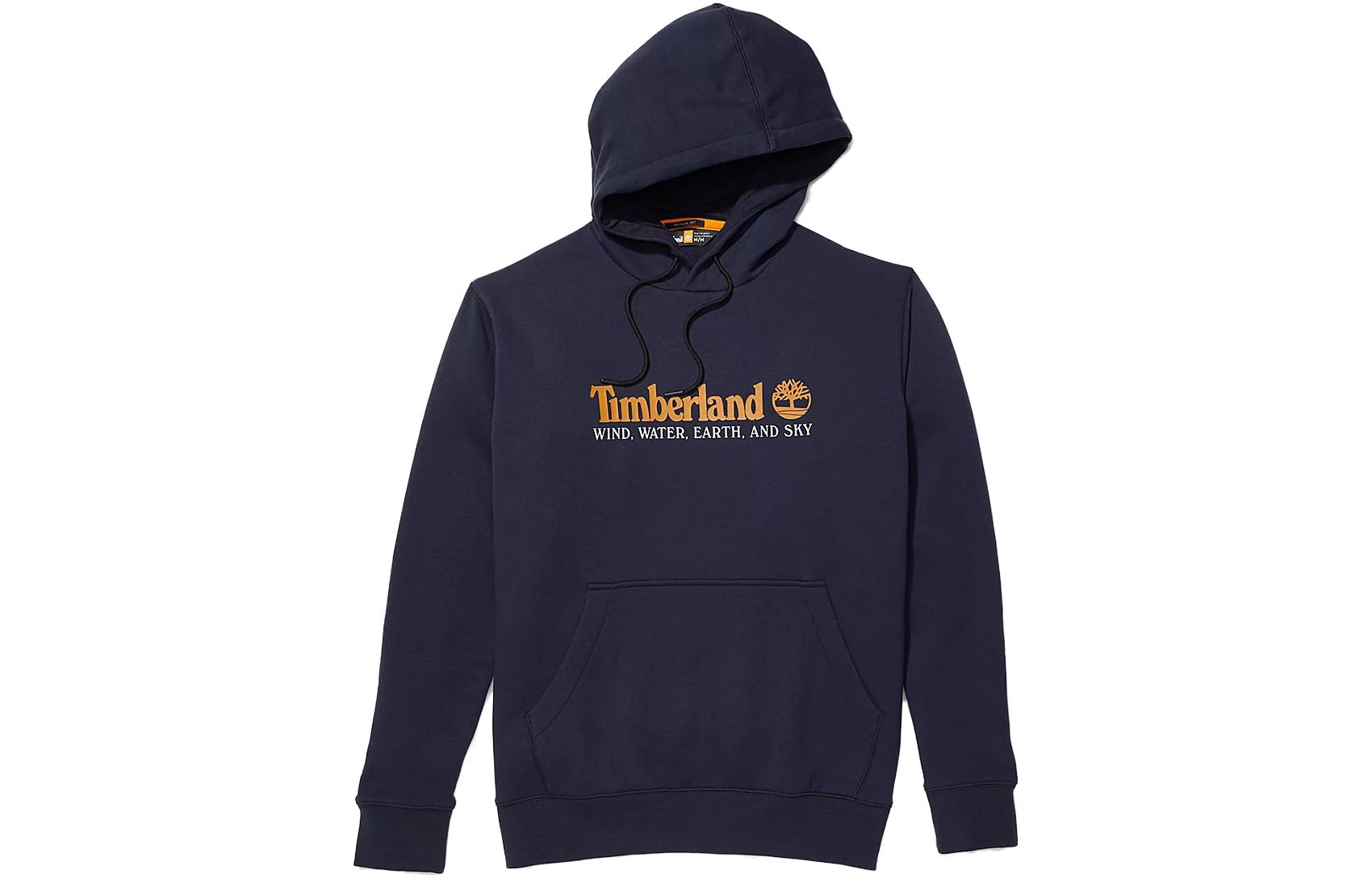 Timberland Logo Print Hoodie Navy Blue A27HN-433