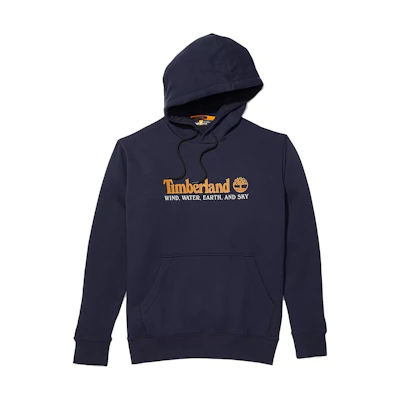 Timberland Logo Print Hoodie Navy Blue A27HN-433
