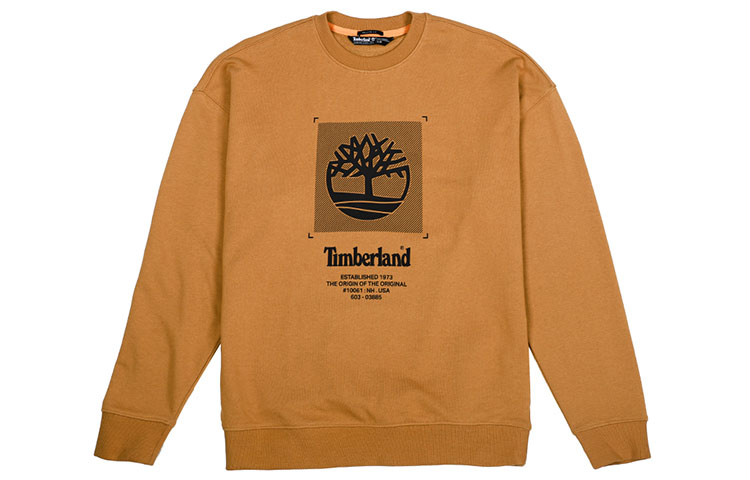 Timberland Logo Print Pullover Crewneck Sweatshirt Wheat A2D6Q-P47