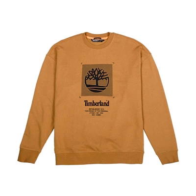 Timberland Logo Print Pullover Crewneck Sweatshirt Wheat A2D6Q-P47