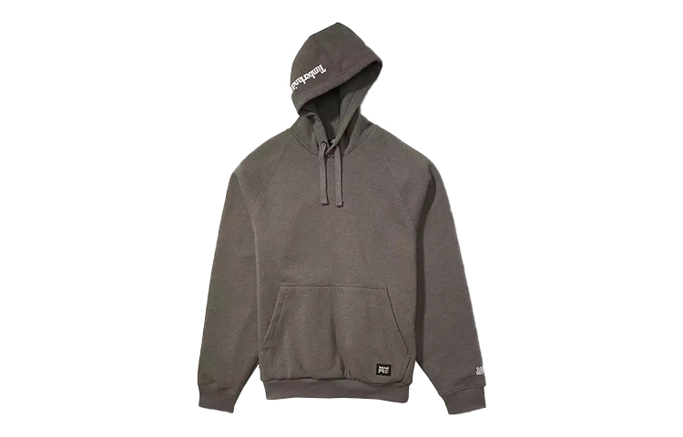 Timberland Logo Print Pullover Hoodie with Large Pocket Men’s Dark Gray A55QS-AB0