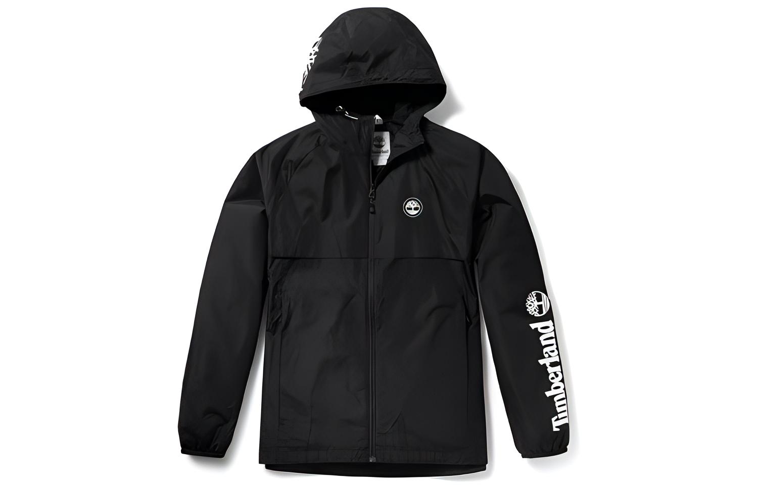 Timberland Logo Printed Black Hooded Jacket A21VA-001