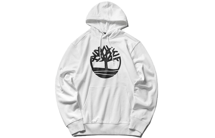 Timberland Logo Printed Knit Hoodie White A28HZ-P54