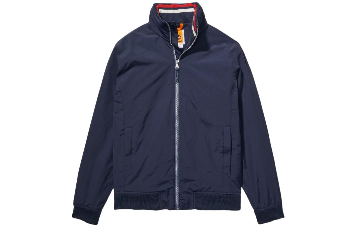 Timberland Logo Stand Collar Zip Jacket Men’s Blue TB0A2D8K4331