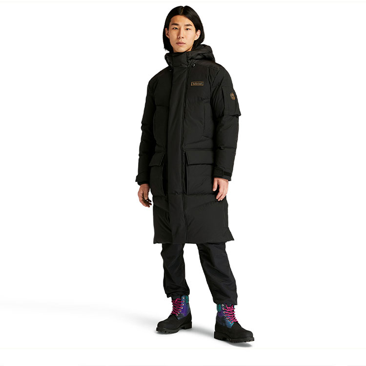 Details for Timberland Long Down Jacket with Hood Winter Coat Black A2G36-001