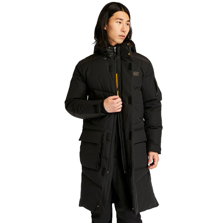 Sizing Timberland Long Down Jacket with Hood Winter Coat Black A2G36-001