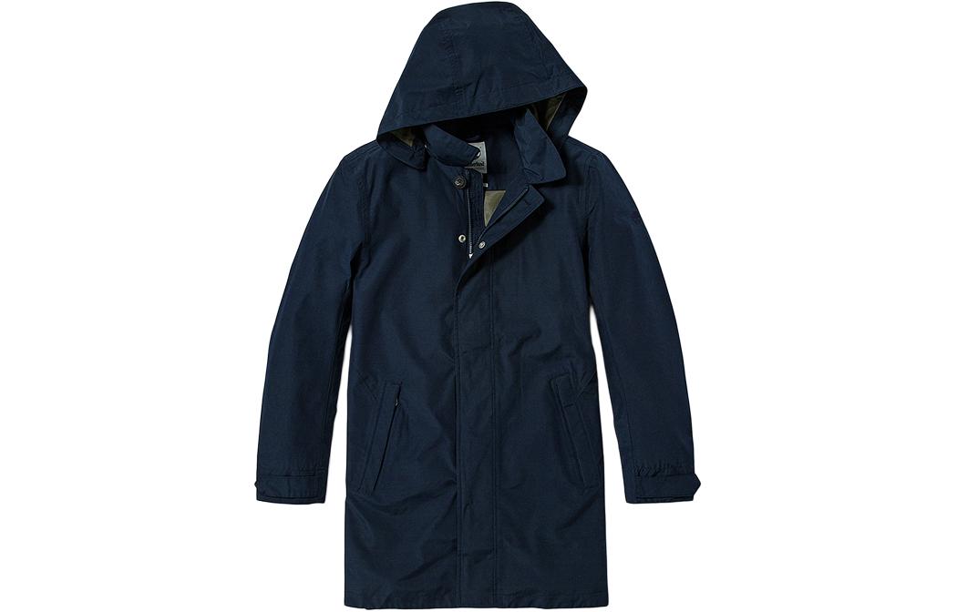 Timberland Mid-Length Hooded Plain Zip Coat Deep Sapphire Blue. A1OLF433