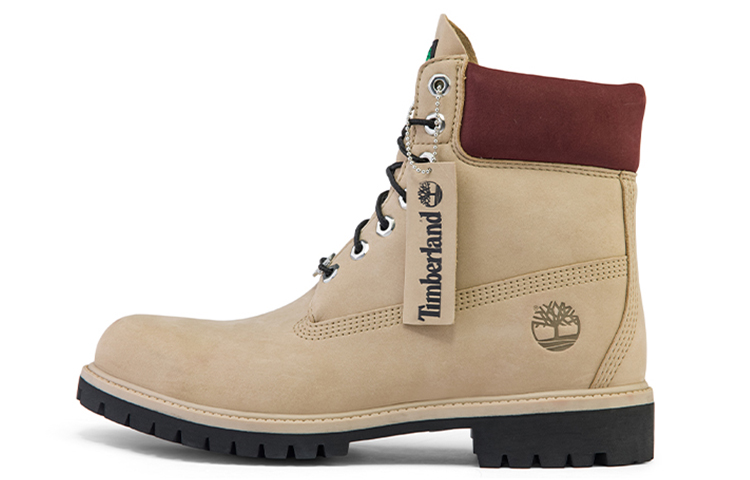 Timberland 6 Inch PRM Waterproof Boots 'Beige Nubuck with Burgundy Collar'