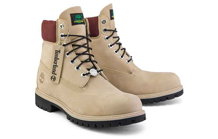 Timberland 6 Inch PRM Waterproof Boots 'Beige Nubuck with Burgundy Collar' 圖 4