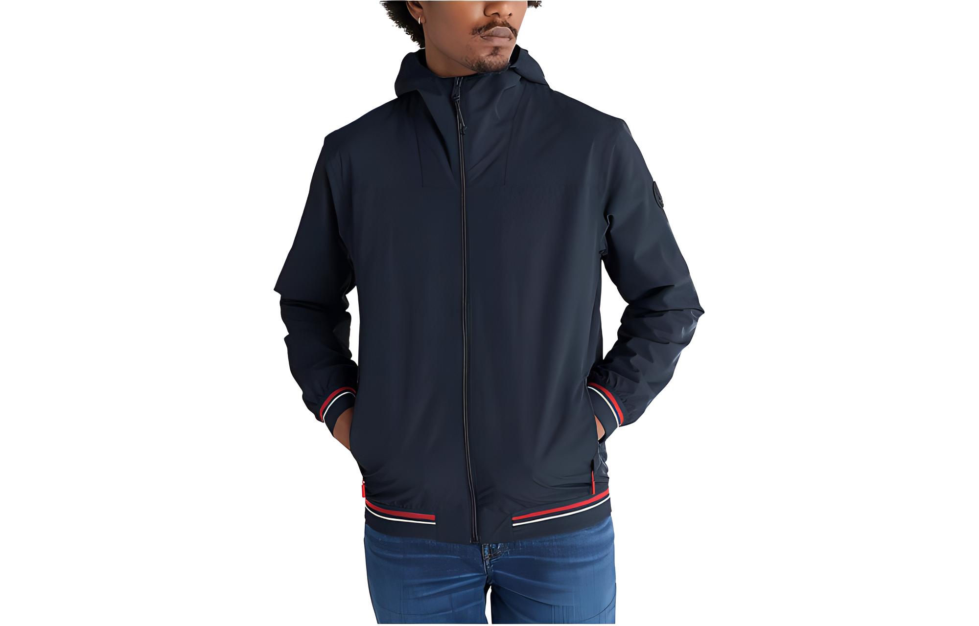 Timberland Multi-Pocket Logo Patch Hooded Jacket for Men - Navy Blue A2D8B-433