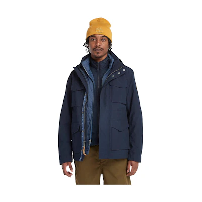 Timberland Navy 3-in-1 Waterproof Windbreaker with Multi-Pocket Design A6NDW-433