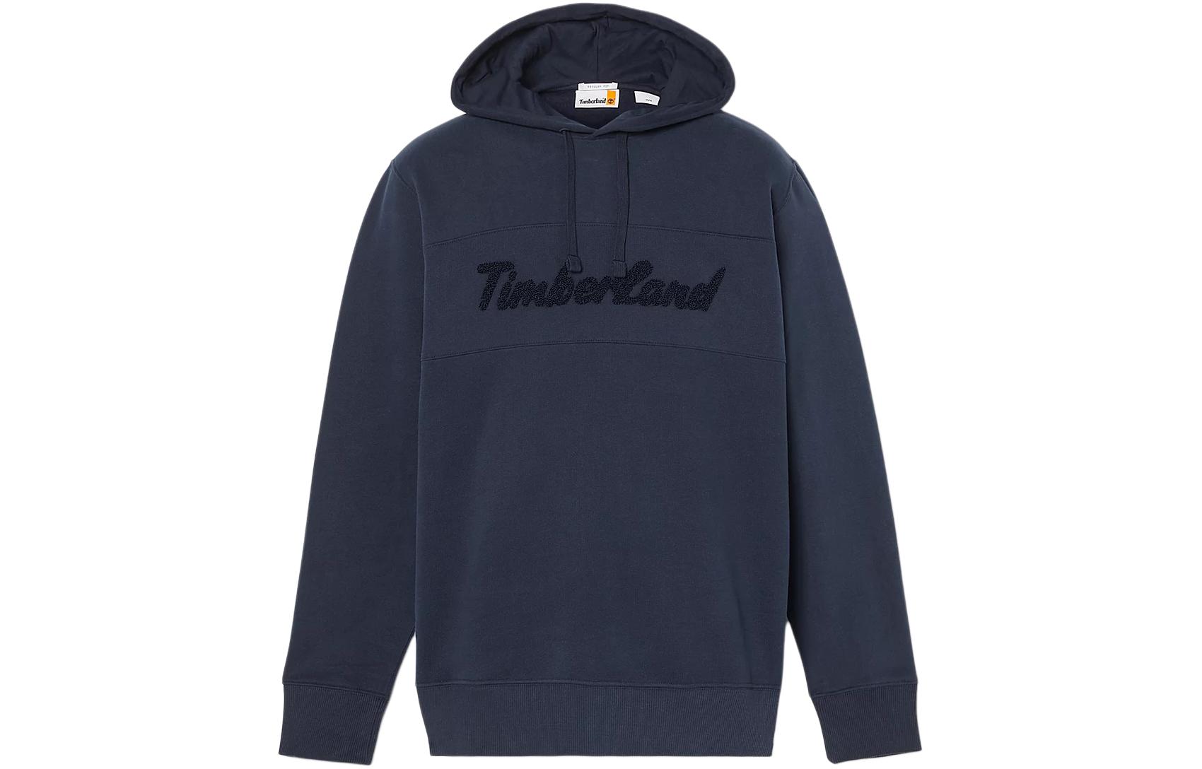 Timberland Navy Blue Embroidered Logo Hoodie Pullover A6FKM-433