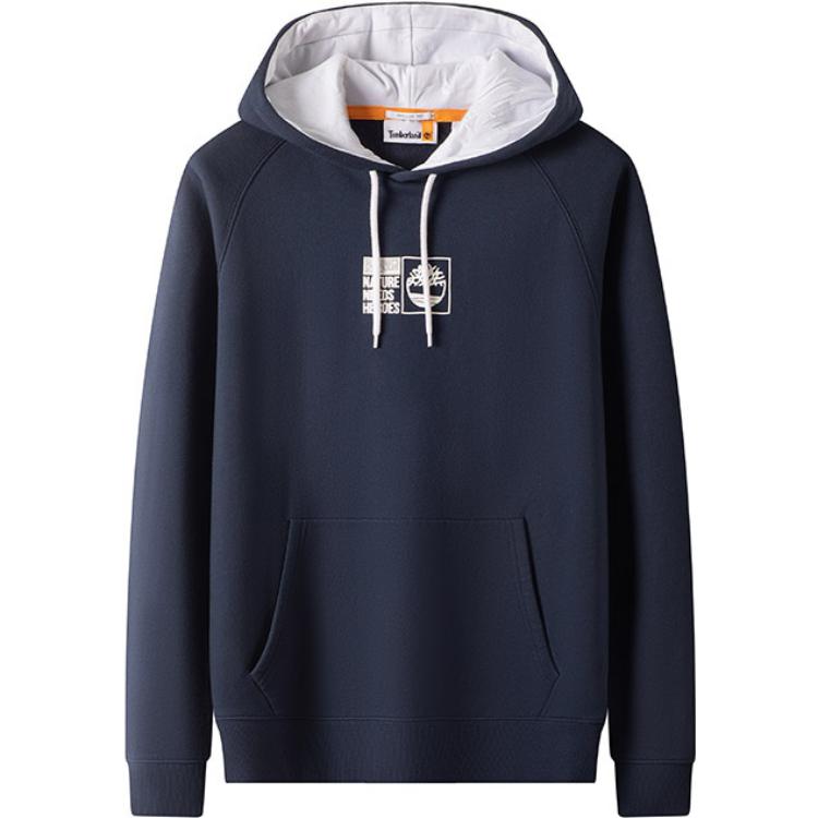 Timberland Navy Blue Hoodie with Lettering Print A69X90-433