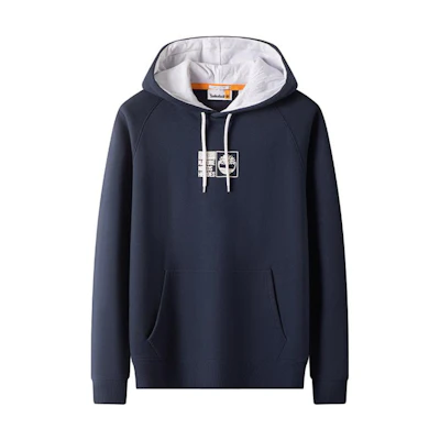 Timberland Navy Blue Hoodie with Lettering Print A69X90-433