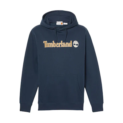 Timberland Navy Blue Hoodie with Logo Print and Warm Pullover Design A5UKK-433