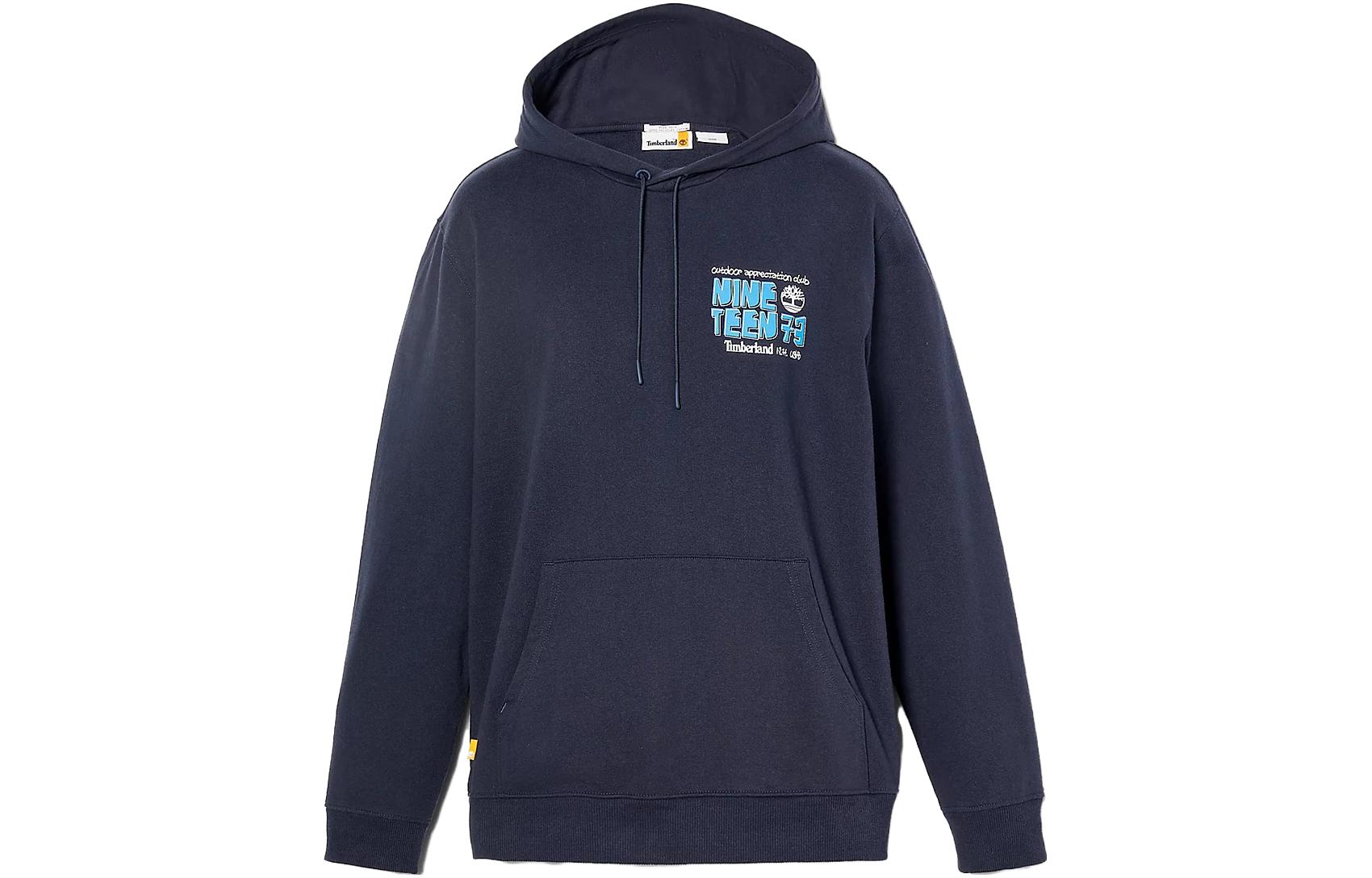 Timberland Navy Blue Hoodie with Logo Print Unisex Pullover A68KS-433
