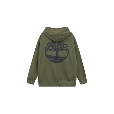 Timberland Olive Green Back Logo Print Pullover Hoodie A5PVA-A58