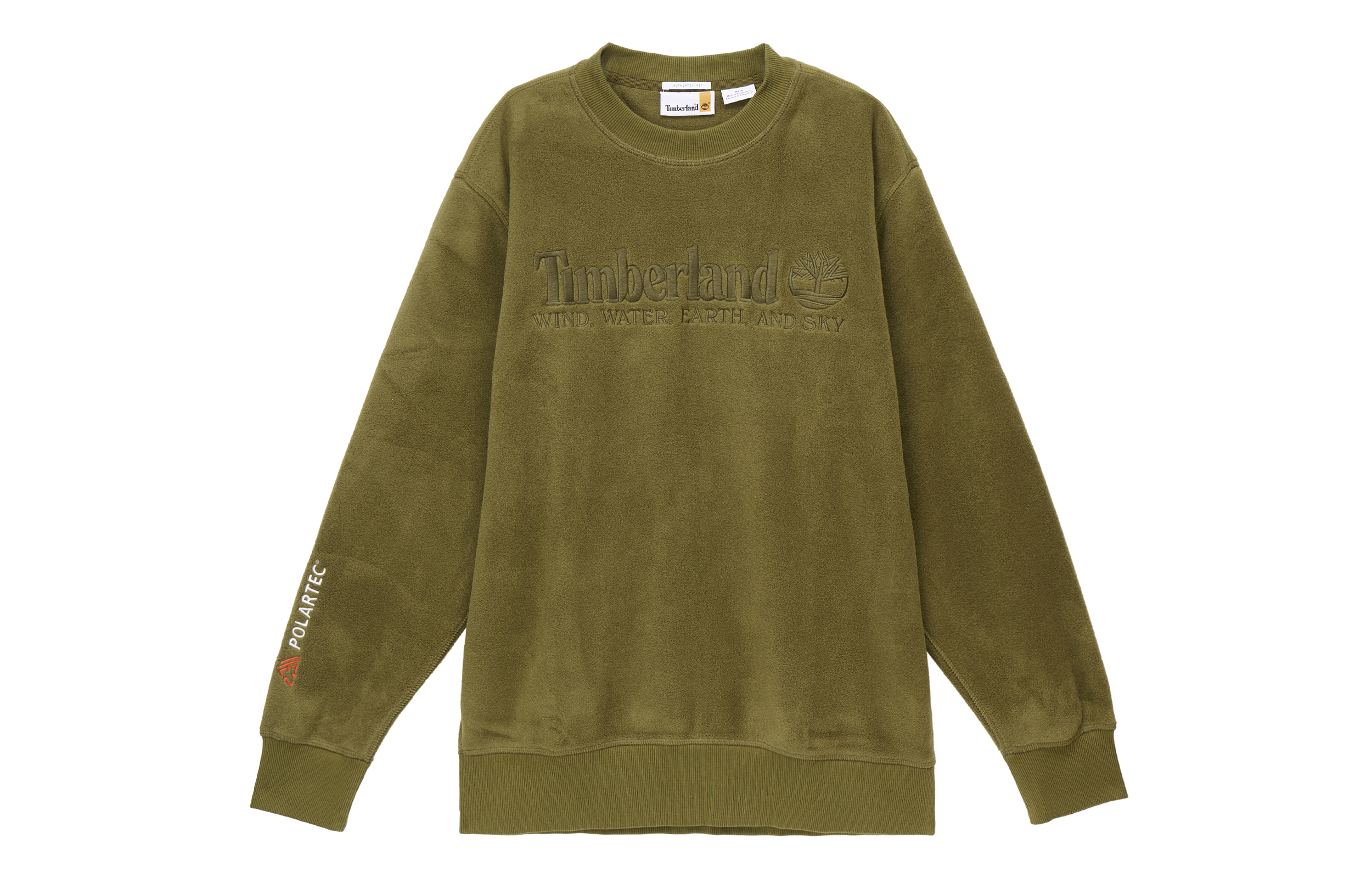 Timberland Olive Green Fleece Logo Sweatshirt Outdoor Casual Wear A2NTZ-302