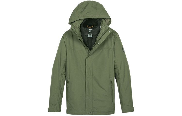 Timberland Olive Green Hooded Zip-Up Jacket - Warm & Casual A1WJF-H08