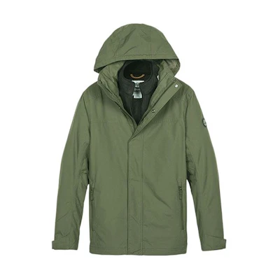 Timberland Olive Green Hooded Zip-Up Jacket - Warm & Casual A1WJF-H08