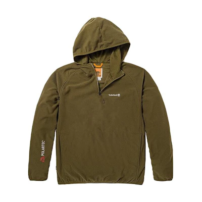 Timberland Olive Green Outdoor Fleece Hoodie with Logo Embroidery A2KS5-302