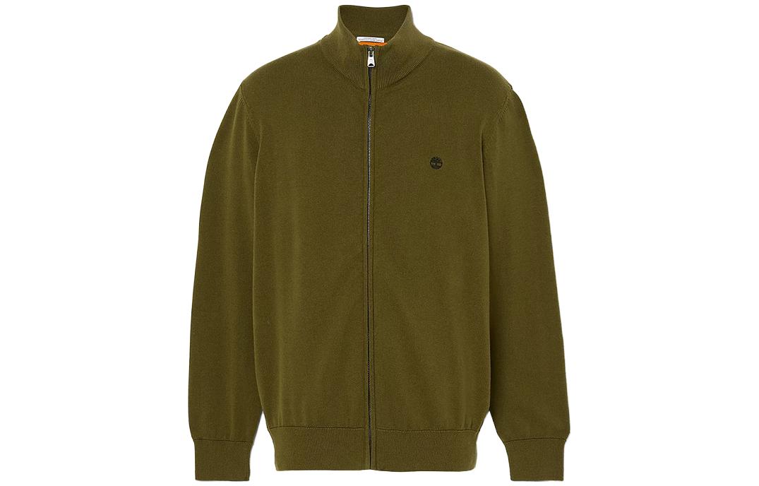 Timberland Olive Green Solid Logo Stand-Collar Casual Jacket A2BMZ-302