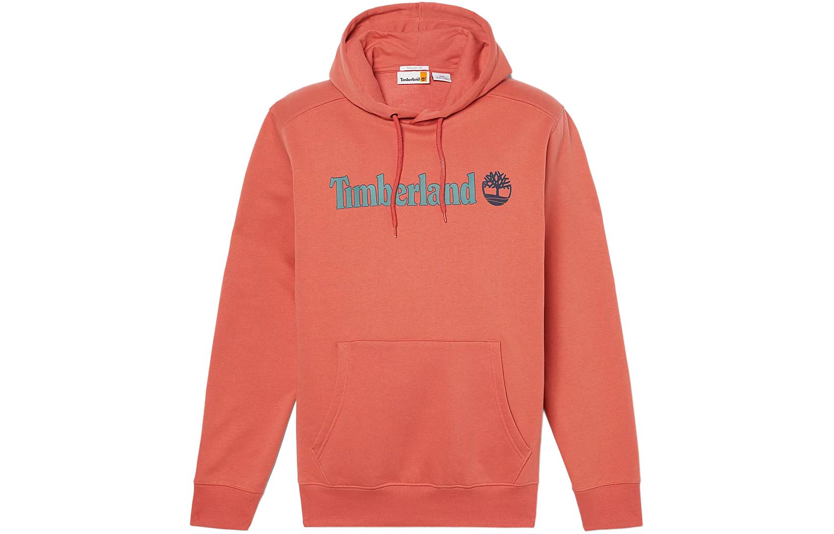Timberland Orange Pullover Hoodie with Letter Logo Print A5UKK-EI4