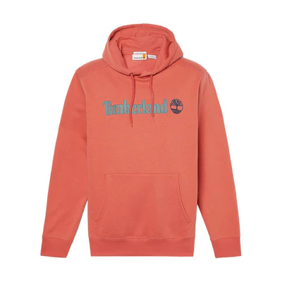 Timberland Orange Pullover Hoodie with Letter Logo Print A5UKK-EI4