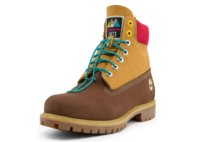 Timberland PRM 6 Inch Waterproof Wide Fit Boots 'Brown Nubuck with Yellow and Red Collar' 圖 3