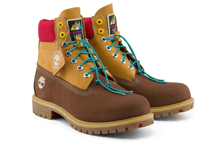 Timberland PRM 6 Inch Waterproof Wide Fit Boots 'Brown Nubuck with Yellow and Red Collar' 圖 4