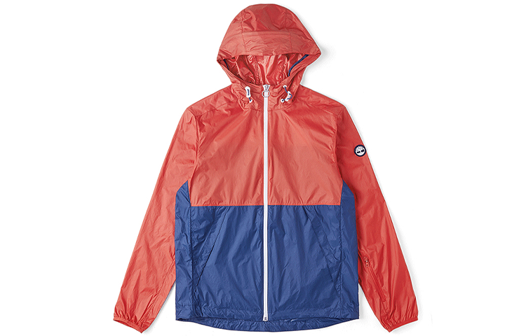 Timberland Outdoor Lightweight Hooded Jacket for Men - Blue Orange Patchwork A1OLG-T79