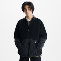 Timberland 戶外拼色抓絨半拉鍊外套 男女款 黑色 A5URK-001 Shop Timberland 戶外拼色抓絨半拉鍊外套 男女款 黑色 A5URK-001