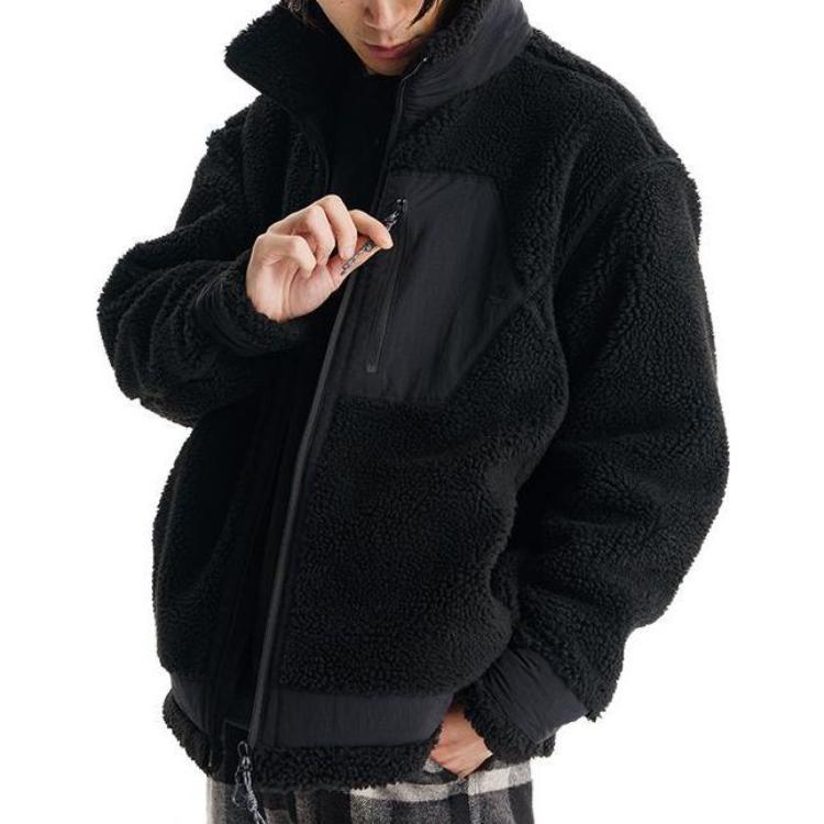 Purchase 添柏岚户外混搭羊毛拉链口袋夹克 黑色 男女款 A5UQY-001
